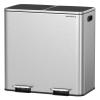 imageSONGMICS Trash Can 2 x 106 Gallon 2 x 40 L Garbage Can for Kitchen with 15 Trash Bags 2 Compartments Plastic Inner Buckets and Hinged Lids Airtight Black ULTB730B80Silver  Black