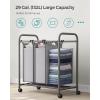 imageSONGMICS 3Section Laundry Sorter Laundry Basket with Wheels Laundry Hamper with 3 Bags Laundry Room Organizer Removable Laundry Bag with Handles Lockable Wheels Gray ULSF003GSGray