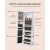 imageSONGMICS 6 LEDs Lockable Mirror Jewelry Cabinet 360 Swivel Jewelry Organizer Armoire Standing Frameless FullLength Mirror 3 Storage Shelves Laurel Green Surface Cream White Lining UJJC007C01White  Black