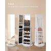 imageSONGMICS 6 LEDs Lockable Mirror Jewelry Cabinet 360 Swivel Jewelry Organizer Armoire Standing Frameless FullLength Mirror 3 Storage Shelves Laurel Green Surface Cream White Lining UJJC007C01White  Black