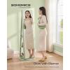 imageSONGMICS 6 LEDs Lockable Mirror Jewelry Cabinet 360 Swivel Jewelry Organizer Armoire Standing Frameless FullLength Mirror 3 Storage Shelves Laurel Green Surface Cream White Lining UJJC007C01Laurel Green  Cream White