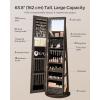 imageSONGMICS 6 LEDs Lockable Mirror Jewelry Cabinet 360 Swivel Jewelry Organizer Armoire Standing Frameless FullLength Mirror 3 Storage Shelves Laurel Green Surface Cream White Lining UJJC007C01Ash Brown  Black Lining