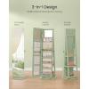 imageSONGMICS 6 LEDs Lockable Mirror Jewelry Cabinet 360 Swivel Jewelry Organizer Armoire Standing Frameless FullLength Mirror 3 Storage Shelves Laurel Green Surface Cream White Lining UJJC007C01Laurel Green  Cream White