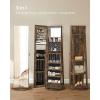 imageSONGMICS 6 LEDs Lockable Mirror Jewelry Cabinet 360 Swivel Jewelry Organizer Armoire Standing Frameless FullLength Mirror 3 Storage Shelves Laurel Green Surface Cream White Lining UJJC007C01Rustic Brown  Black