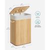 imageSONGMICS Foldable Laundry Hamper with Lid 19 Gal Bamboo Laundry Basket Rectangular Storage Hamper with 3 Handles 157 x 118 x 236 Inches for Laundry Room Bedroom Natural ULCB10YV1Natural
