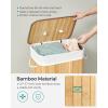 imageSONGMICS Foldable Laundry Hamper with Lid 19 Gal Bamboo Laundry Basket Rectangular Storage Hamper with 3 Handles 157 x 118 x 236 Inches for Laundry Room Bedroom Natural ULCB10YV1Natural