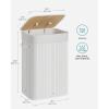 imageSONGMICS Foldable Laundry Hamper with Lid 19 Gal Bamboo Laundry Basket Rectangular Storage Hamper with 3 Handles 157 x 118 x 236 Inches for Laundry Room Bedroom Natural ULCB10YV1White
