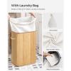 imageSONGMICS Foldable Laundry Hamper with Lid 19 Gal Bamboo Laundry Basket Rectangular Storage Hamper with 3 Handles 157 x 118 x 236 Inches for Laundry Room Bedroom Natural ULCB10YV1Natural