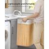 imageSONGMICS Foldable Laundry Hamper with Lid 19 Gal Bamboo Laundry Basket Rectangular Storage Hamper with 3 Handles 157 x 118 x 236 Inches for Laundry Room Bedroom Natural ULCB10YV1Natural