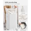 imageSONGMICS Foldable Laundry Hamper with Lid 19 Gal Bamboo Laundry Basket Rectangular Storage Hamper with 3 Handles 157 x 118 x 236 Inches for Laundry Room Bedroom White ULCB010W01White