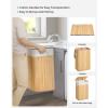 imageSONGMICS Foldable Laundry Hamper with Lid 19 Gal Bamboo Laundry Basket Rectangular Storage Hamper with 3 Handles 157 x 118 x 236 Inches for Laundry Room Bedroom Natural ULCB10YV1Natural