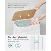 imageSONGMICS Foldable Laundry Hamper with Lid 19 Gal Bamboo Laundry Basket Rectangular Storage Hamper with 3 Handles 157 x 118 x 236 Inches for Laundry Room Bedroom Natural ULCB10YV1White