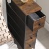 imageSONGMICS Narrow Dresser Vertical Storage Unit with 4 Fabric Drawers for Small Spaces and Gaps Metal Frame Slim Storage Tower for Living Room Laundry Closet Rustic Brown and Black ULGS041B01Dresser