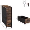 imageSONGMICS Narrow Dresser Vertical Storage Unit with 4 Fabric Drawers for Small Spaces and Gaps Metal Frame Slim Storage Tower for Living Room Laundry Closet Rustic Brown and Black ULGS041B01Dresser