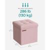 imageSONGMICS Storage Ottoman Foldable Small Ottoman Foot Rest 118 Inches Foot Stool Cube Ottoman with Storage Load up to 286 lb for Living Room Bedroom Dorm Jelly Pink ULSF028R01Jelly Pink