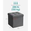 imageSONGMICS Storage Ottoman Foldable Small Ottoman Foot Rest 118 Inches Foot Stool Cube Ottoman with Storage Load up to 286 lb for Living Room Bedroom Dorm Jelly Pink ULSF028R01Dark Gray