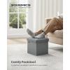 imageSONGMICS Storage Ottoman Foldable Small Ottoman Foot Rest 118 Inches Foot Stool Cube Ottoman with Storage Load up to 286 lb for Living Room Bedroom Dorm Jelly Pink ULSF028R01Light Gray