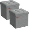 imageSONGMICS Storage Ottoman Foldable Small Ottoman Foot Rest 118 Inches Foot Stool Cube Ottoman with Storage Load up to 286 lb for Living Room Bedroom Dorm Jelly Pink ULSF028R01Light Gray
