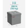 imageSONGMICS Storage Ottoman Foldable Small Ottoman Foot Rest 118 Inches Foot Stool Cube Ottoman with Storage Load up to 286 lb for Living Room Bedroom Dorm Jelly Pink ULSF028R01Light Gray