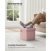 imageSONGMICS Storage Ottoman Foldable Small Ottoman Foot Rest 118 Inches Foot Stool Cube Ottoman with Storage Load up to 286 lb for Living Room Bedroom Dorm Jelly Pink ULSF028R01Jelly Pink