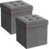 imageSONGMICS Storage Ottoman Foldable Small Ottoman Foot Rest 118 Inches Foot Stool Cube Ottoman with Storage Load up to 286 lb for Living Room Bedroom Dorm Jelly Pink ULSF028R01Dark Gray