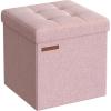 imageSONGMICS Storage Ottoman Foldable Small Ottoman Foot Rest 118 Inches Foot Stool Cube Ottoman with Storage Load up to 286 lb for Living Room Bedroom Dorm Jelly Pink ULSF028R01Jelly Pink