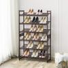 imageSONGMICS Shoe Rack 3Tier Shoe Organizer Metal Shoe Storage for Garage Stackable Shoe Shelf with Adjustable Flat or Angled Shelves 912 Pairs Charcoal Gray ULMR03GBBronze