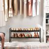 imageSONGMICS Shoe Rack 3Tier Shoe Organizer Metal Shoe Storage for Garage Stackable Shoe Shelf with Adjustable Flat or Angled Shelves 912 Pairs Charcoal Gray ULMR03GBInk Black