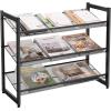 imageSONGMICS Shoe Rack 3Tier Shoe Organizer Metal Shoe Storage for Garage Stackable Shoe Shelf with Adjustable Flat or Angled Shelves 912 Pairs Charcoal Gray ULMR03GBInk Black