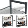 imageSONGMICS Shoe Rack 3Tier Shoe Organizer Metal Shoe Storage for Garage Stackable Shoe Shelf with Adjustable Flat or Angled Shelves 912 Pairs Charcoal Gray ULMR03GBCharcoal Gray