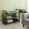 imageSONGMICS Shoe Rack 3Tier Shoe Organizer Metal Shoe Storage for Garage Stackable Shoe Shelf with Adjustable Flat or Angled Shelves 912 Pairs Charcoal Gray ULMR03GBInk Black
