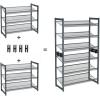 imageSONGMICS Shoe Rack 3Tier Shoe Organizer Metal Shoe Storage for Garage Stackable Shoe Shelf with Adjustable Flat or Angled Shelves 912 Pairs Charcoal Gray ULMR03GBCharcoal Gray