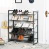 imageSONGMICS Shoe Rack 3Tier Shoe Organizer Metal Shoe Storage for Garage Stackable Shoe Shelf with Adjustable Flat or Angled Shelves 912 Pairs Charcoal Gray ULMR03GBCharcoal Gray
