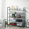 imageSONGMICS Shoe Rack 3Tier Shoe Organizer Metal Shoe Storage for Garage Stackable Shoe Shelf with Adjustable Flat or Angled Shelves 912 Pairs Charcoal Gray ULMR03GBCharcoal Gray