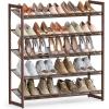 imageSONGMICS Shoe Rack 3Tier Shoe Organizer Metal Shoe Storage for Garage Stackable Shoe Shelf with Adjustable Flat or Angled Shelves 912 Pairs Charcoal Gray ULMR03GBBronze