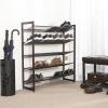 imageSONGMICS Shoe Rack 3Tier Shoe Organizer Metal Shoe Storage for Garage Stackable Shoe Shelf with Adjustable Flat or Angled Shelves 912 Pairs Charcoal Gray ULMR03GBBronze