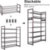 imageSONGMICS Shoe Rack 3Tier Shoe Organizer Metal Shoe Storage for Garage Stackable Shoe Shelf with Adjustable Flat or Angled Shelves 912 Pairs Charcoal Gray ULMR03GBBronze