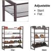 imageSONGMICS Shoe Rack 3Tier Shoe Organizer Metal Shoe Storage for Garage Stackable Shoe Shelf with Adjustable Flat or Angled Shelves 912 Pairs Charcoal Gray ULMR03GBBronze