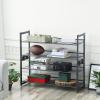imageSONGMICS Shoe Rack 3Tier Shoe Organizer Metal Shoe Storage for Garage Stackable Shoe Shelf with Adjustable Flat or Angled Shelves 912 Pairs Charcoal Gray ULMR03GBCharcoal Gray