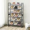 imageSONGMICS Shoe Rack 3Tier Shoe Organizer Metal Shoe Storage for Garage Stackable Shoe Shelf with Adjustable Flat or Angled Shelves 912 Pairs Charcoal Gray ULMR03GBCharcoal Gray