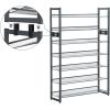 imageSONGMICS Shoe Rack 3Tier Shoe Organizer Metal Shoe Storage for Garage Stackable Shoe Shelf with Adjustable Flat or Angled Shelves 912 Pairs Charcoal Gray ULMR03GBCharcoal Gray