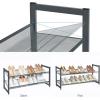 imageSONGMICS Shoe Rack 3Tier Shoe Organizer Metal Shoe Storage for Garage Stackable Shoe Shelf with Adjustable Flat or Angled Shelves 912 Pairs Charcoal Gray ULMR03GBCharcoal Gray