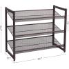 imageSONGMICS Shoe Rack 3Tier Shoe Organizer Metal Shoe Storage for Garage Stackable Shoe Shelf with Adjustable Flat or Angled Shelves 912 Pairs Charcoal Gray ULMR03GBBronze