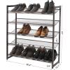 imageSONGMICS Shoe Rack 3Tier Shoe Organizer Metal Shoe Storage for Garage Stackable Shoe Shelf with Adjustable Flat or Angled Shelves 912 Pairs Charcoal Gray ULMR03GBBronze