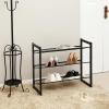 imageSONGMICS Shoe Rack 3Tier Shoe Organizer Metal Shoe Storage for Garage Stackable Shoe Shelf with Adjustable Flat or Angled Shelves 912 Pairs Charcoal Gray ULMR03GBInk Black