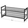 imageSONGMICS Shoe Rack 3Tier Shoe Organizer Metal Shoe Storage for Garage Stackable Shoe Shelf with Adjustable Flat or Angled Shelves 912 Pairs Charcoal Gray ULMR03GBInk Black