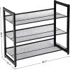 imageSONGMICS Shoe Rack 3Tier Shoe Organizer Metal Shoe Storage for Garage Stackable Shoe Shelf with Adjustable Flat or Angled Shelves 912 Pairs Charcoal Gray ULMR03GBInk Black