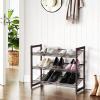 imageSONGMICS Shoe Rack 3Tier Shoe Organizer Metal Shoe Storage for Garage Stackable Shoe Shelf with Adjustable Flat or Angled Shelves 912 Pairs Charcoal Gray ULMR03GBBronze