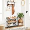 imageSONGMICS Shoe Rack 3Tier Shoe Organizer Metal Shoe Storage for Garage Stackable Shoe Shelf with Adjustable Flat or Angled Shelves 912 Pairs Charcoal Gray ULMR03GBCharcoal Gray