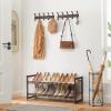 imageSONGMICS Shoe Rack 3Tier Shoe Organizer Metal Shoe Storage for Garage Stackable Shoe Shelf with Adjustable Flat or Angled Shelves 912 Pairs Charcoal Gray ULMR03GBBronze